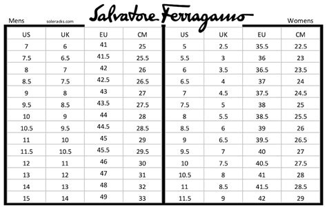 salvatore Ferragamo shoes size chart